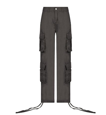 Solid Cargo Baggy Pants