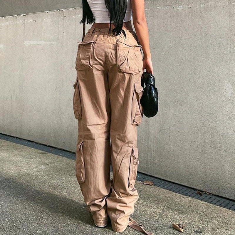 Solid Cargo Baggy Pants