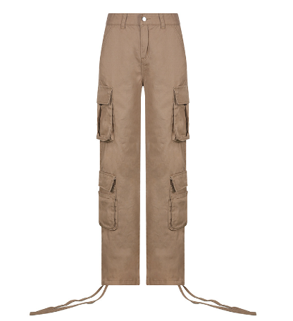 Solid Cargo Baggy Pants