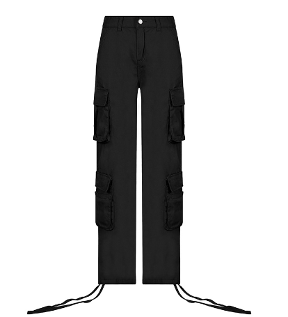 Solid Cargo Baggy Pants