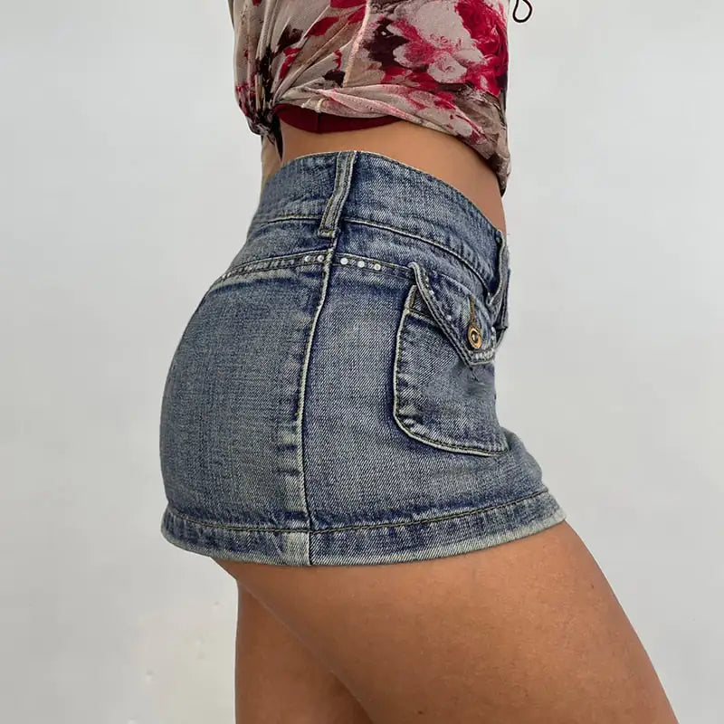 Diamond Denim Mini Skirt