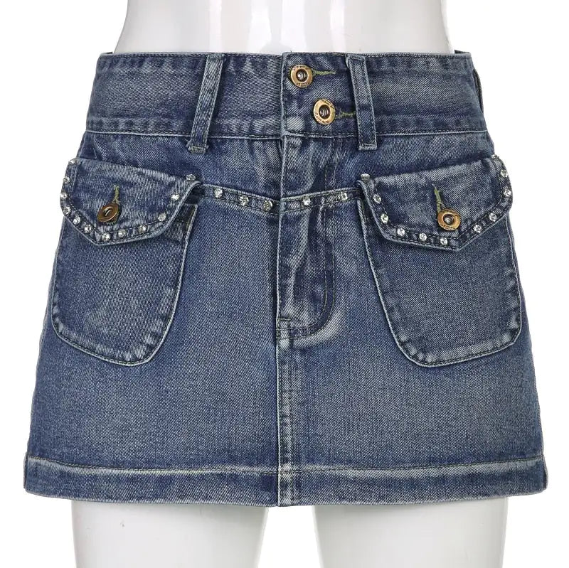 Diamond Denim Mini Skirt