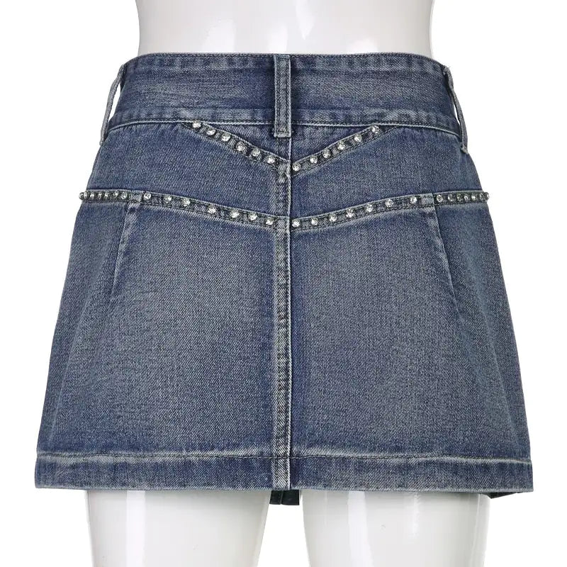 Diamond Denim Mini Skirt