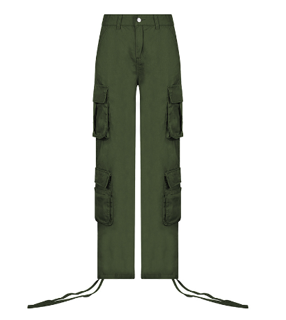 Solid Cargo Baggy Pants