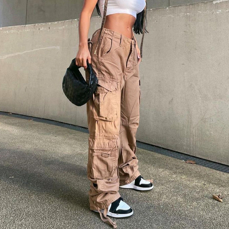 Solid Cargo Baggy Pants